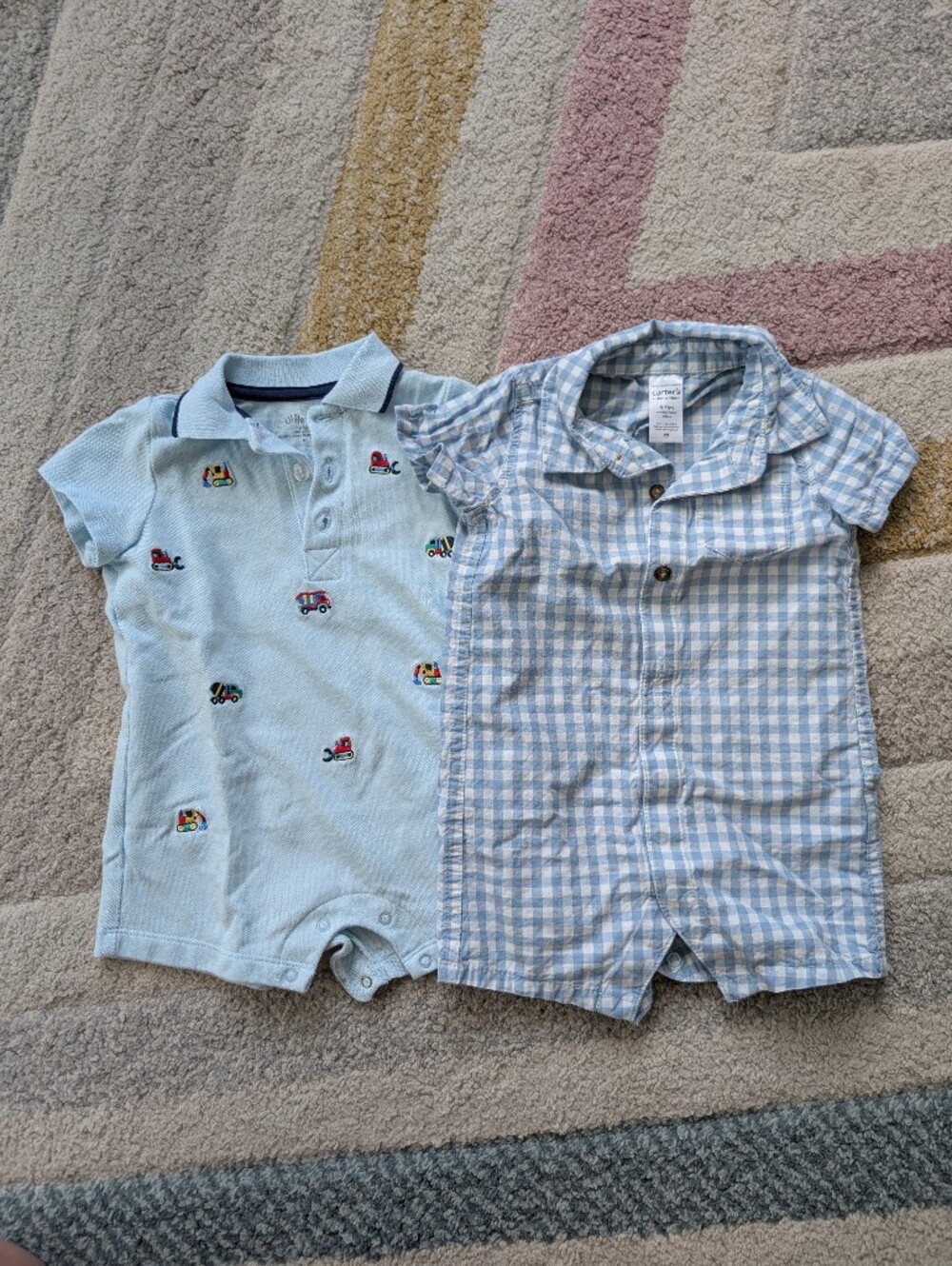 6-9 Month Baby Boys Collared Shirt Rompers